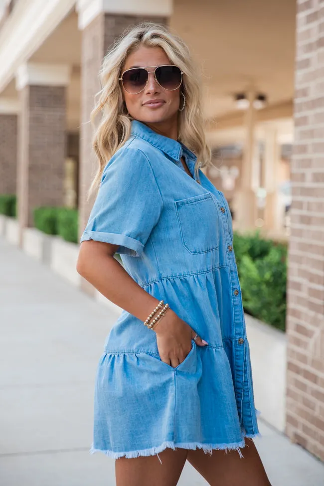 Maybe Another Time Medium Wash Chambray Mini Dress sold by Pink Lily product image thumbnail 3