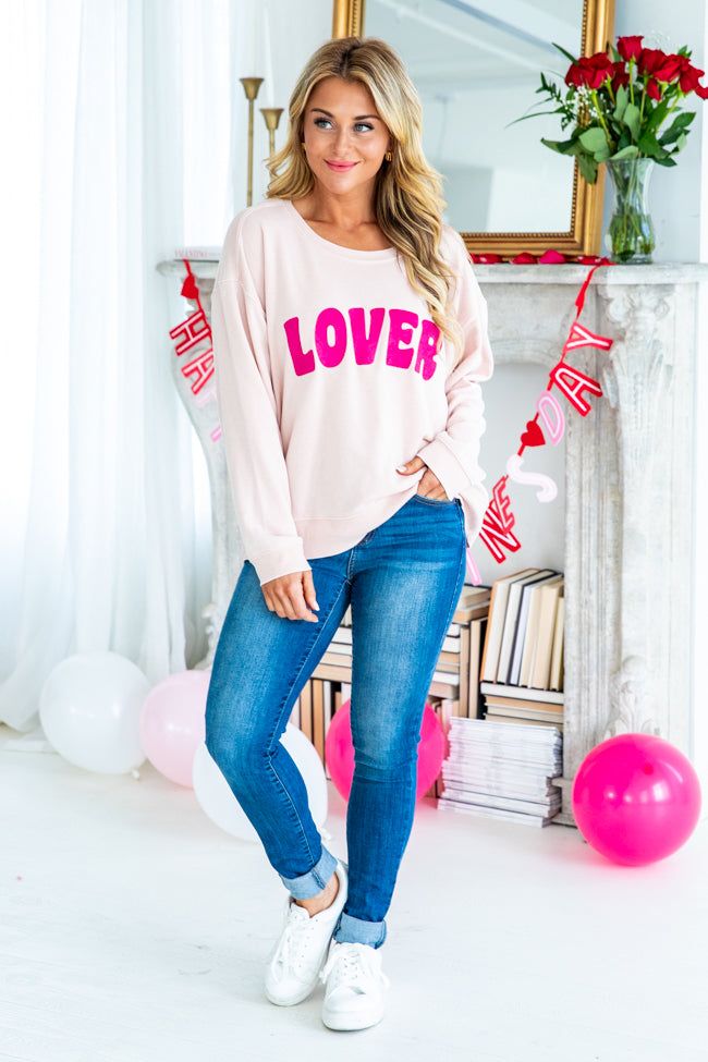 Lover Pale Pink Graphic Sweatshirt sold by Pink Lily product image thumbnail 3