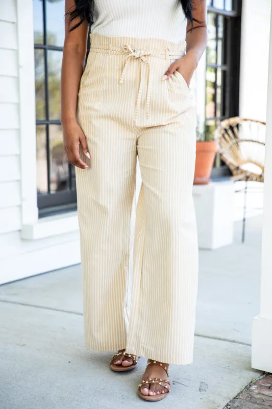 Spare My Feelings Beige Stripe Pants FINAL SALE sold by Pink Lily
