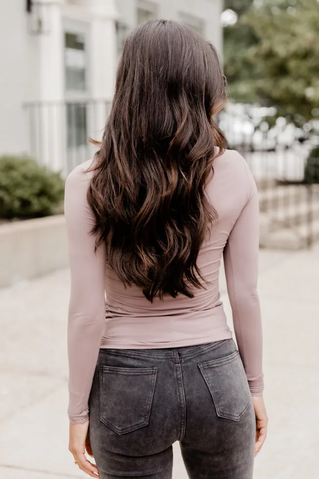 A Lovely Life Taupe Fitted Long Sleeve Layering Tee sold by Pink Lily product image thumbnail 5