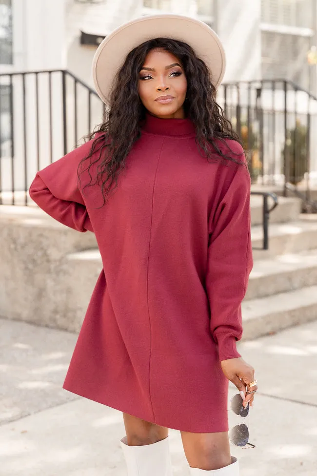 Just In Time Wine Turtleneck Sweater Dress FINAL SALE sold by Pink Lily product image thumbnail 5