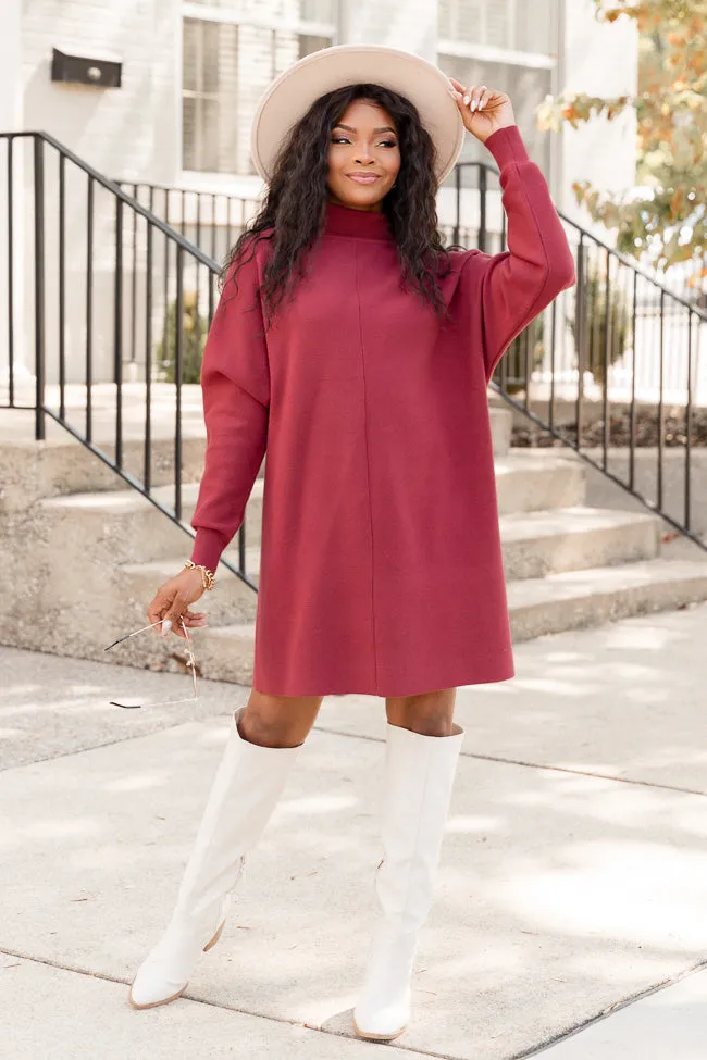 Just In Time Wine Turtleneck Sweater Dress FINAL SALE sold by Pink Lily product image thumbnail 3