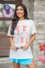 America The Beautiful White Oversized Graphic Tee sold by Pink Lily