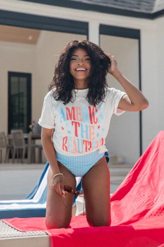 America The Beautiful White Oversized Graphic Tee sold by Pink Lily