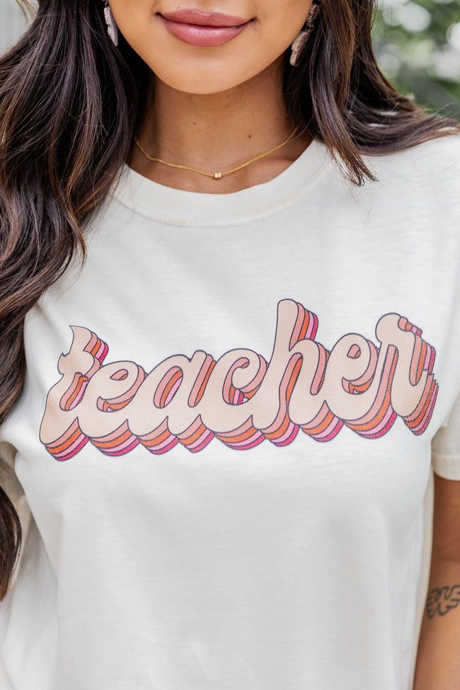 Teacher Retro Ivory Graphic Tee sold by Pink Lily product image thumbnail 3