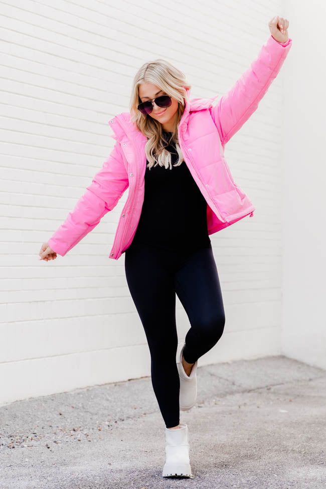Better Yet Pink Hooded Puffer Jacket sold by Pink Lily product image thumbnail 2