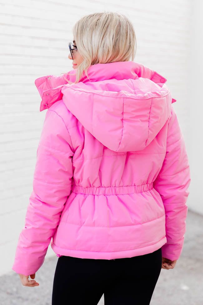Better Yet Pink Hooded Puffer Jacket sold by Pink Lily product image thumbnail 5