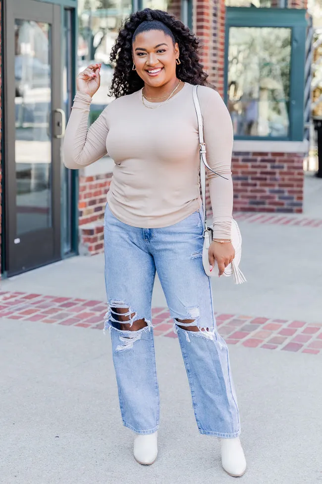 Make Your Choice Tan Ribbed Long Sleeve Tee sold by Pink Lily product image thumbnail 2