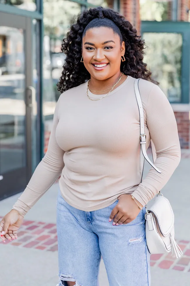 Make Your Choice Tan Ribbed Long Sleeve Tee sold by Pink Lily product image thumbnail 3