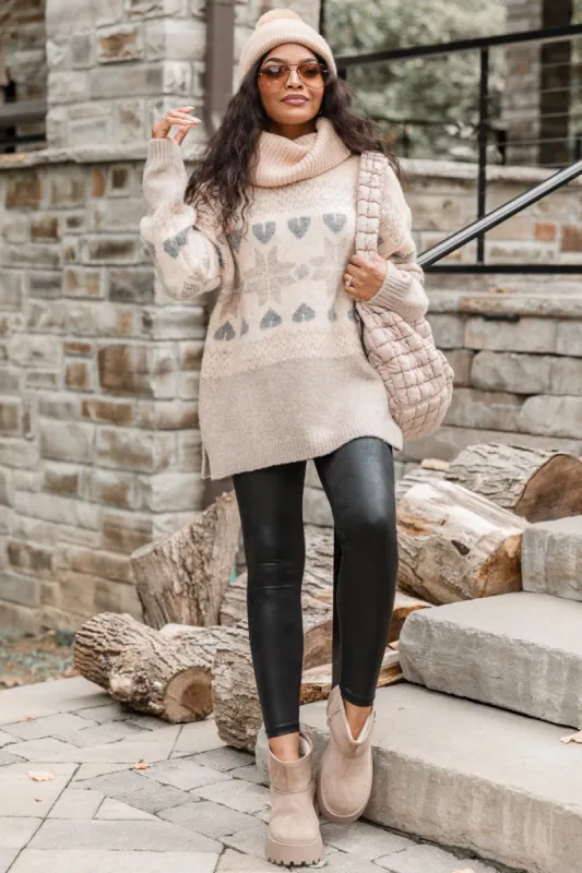 Chalet Girl Cream Fair Isle Turtleneck Sweater sold by Pink Lily