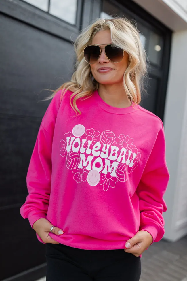 Volleyball Mom Hot Pink Oversized Graphic Sweatshirt sold by Pink Lily