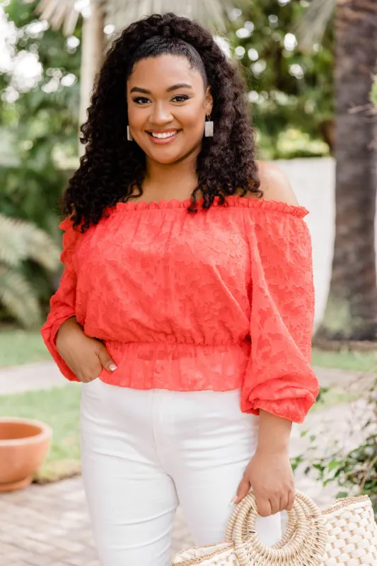 Make Things Easy Red Textured Off The Shoulder Blouse FINAL SALE made by Pink Lily