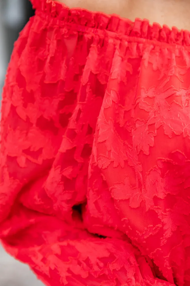 Make Things Easy Red Textured Off The Shoulder Blouse FINAL SALE sold by Pink Lily product image thumbnail 3