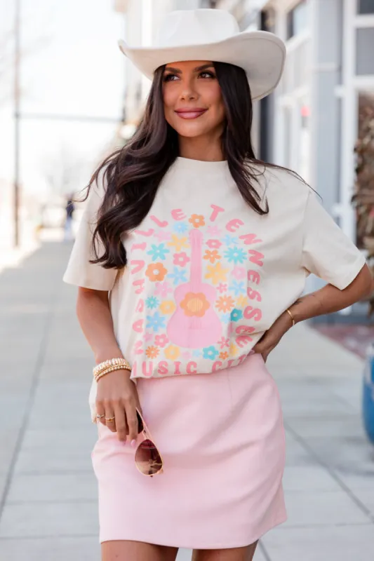 Nashville Floral Ivory Oversized Graphic Tee sold by Pink Lily