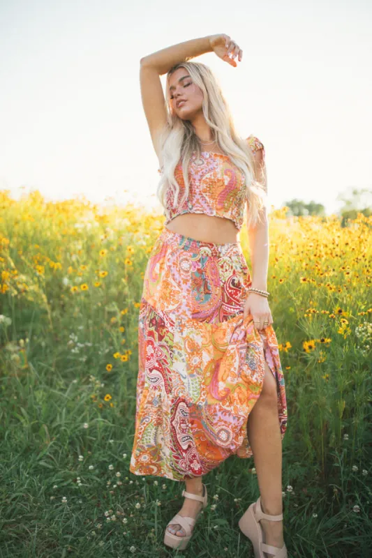 When Stars Align Multi Patch Midi Skirt FINAL SALE sold by Pink Lily