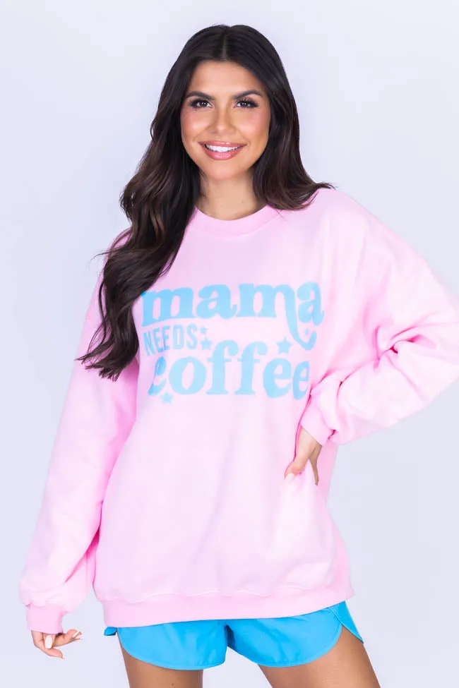 Mama Needs Coffee Light Pink Oversized Graphic Sweatshirt sold by Pink Lily product image thumbnail 4