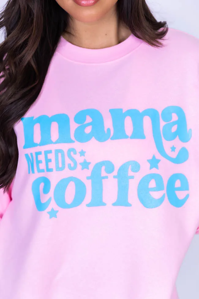 Mama Needs Coffee Light Pink Oversized Graphic Sweatshirt sold by Pink Lily product image thumbnail 3
