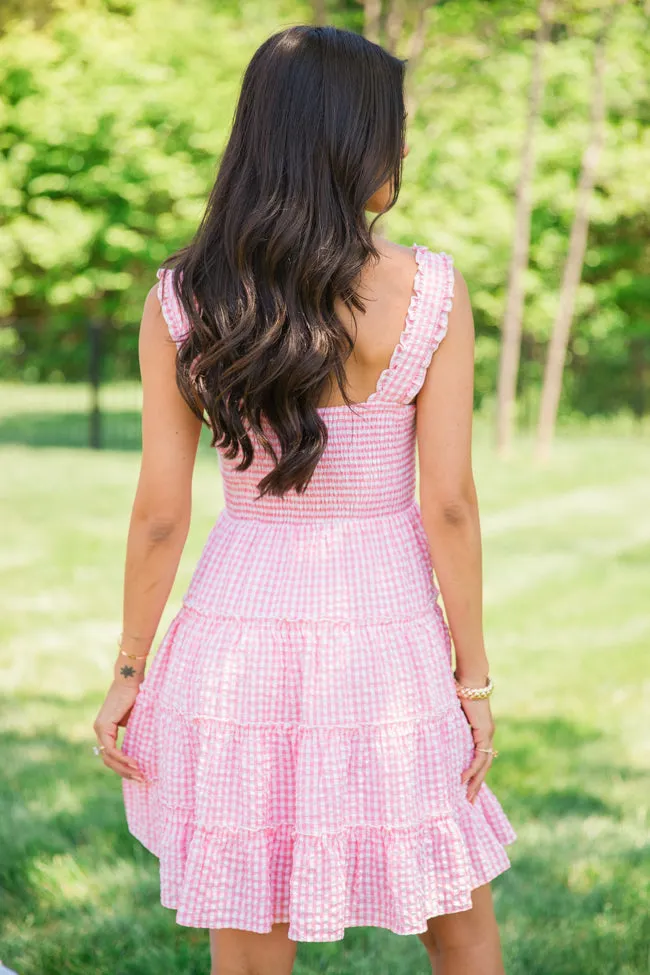Time Spent Together Pink Gingham Smocked Dress sold by Pink Lily product image thumbnail 4