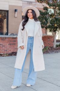 Winter Wishes Brown Sherpa and Suede Coat sold by Pink Lily