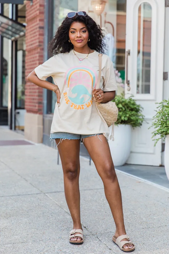 Ride That Wave Floral Ivory Oversized Graphic Tee sold by Pink Lily product image thumbnail 4