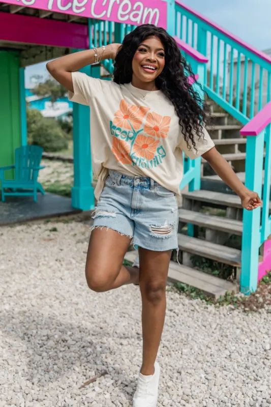 Keep Growing Ivory Oversized Graphic Tee made by Pink Lily