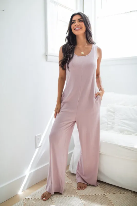 Me Time Lilac Ribbed Knit Jumpsuit FINAL SALE sold by Pink Lily