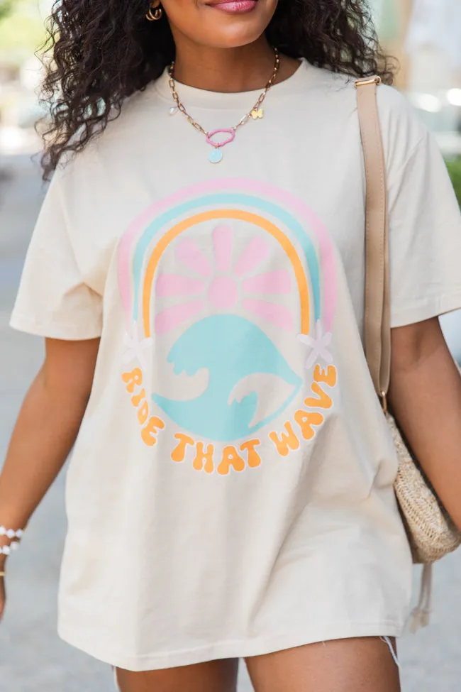 Ride That Wave Floral Ivory Oversized Graphic Tee sold by Pink Lily product image thumbnail 3