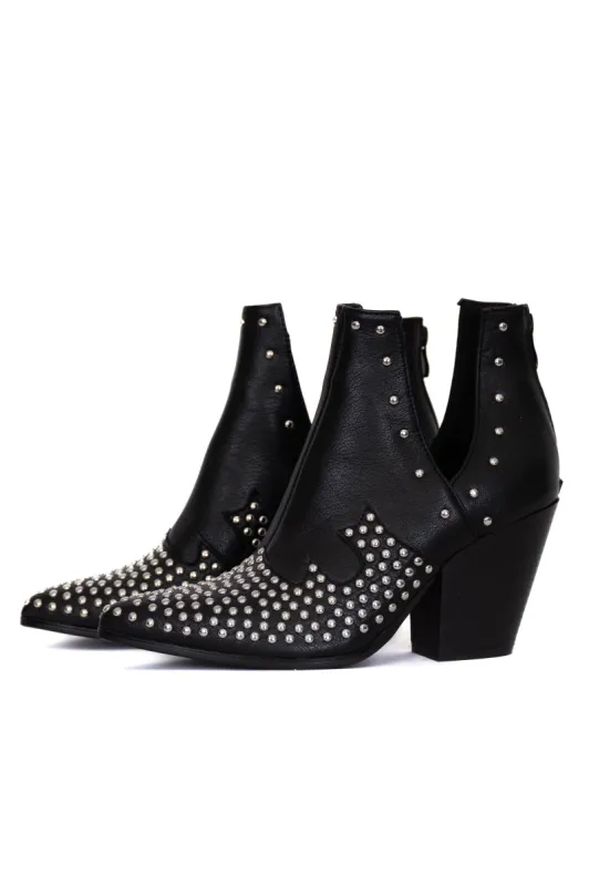 Loretta Black and Silver Studded Western Booties FINAL SALE sold by Pink Lily