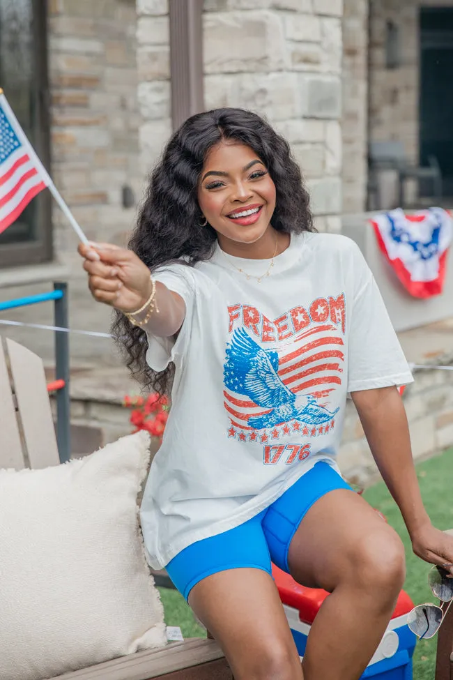 Freedom 1776 White Graphic Tee sold by Pink Lily