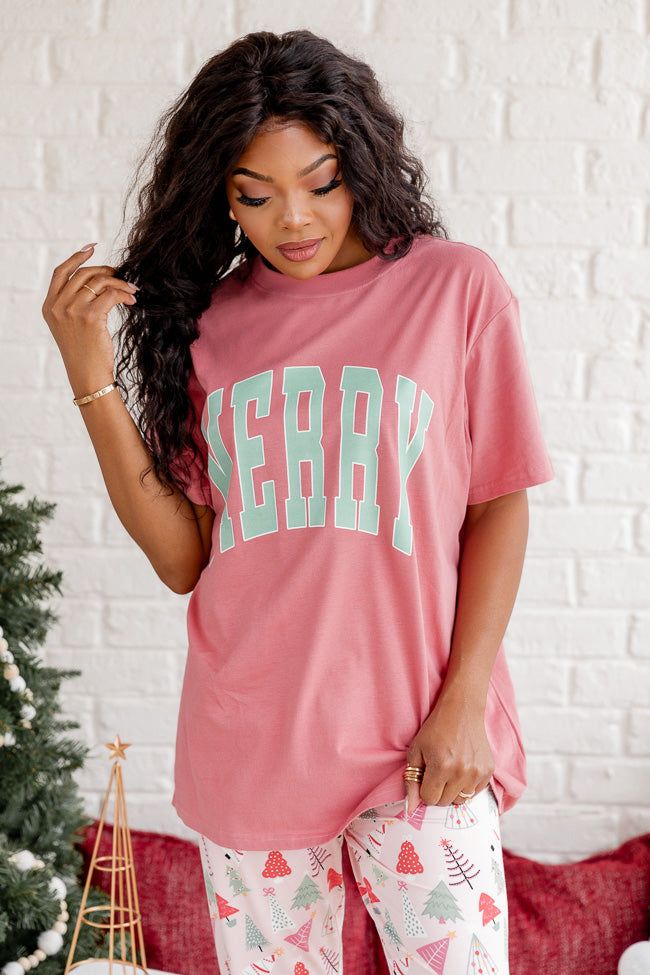 Merry Block Brick Oversized Graphic Tee DOORBUSTER sold by Pink Lily
