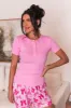All The Better Pink Ribbed Knit Henley Short Sleeve Tee FINAL SALE sold by Pink Lily