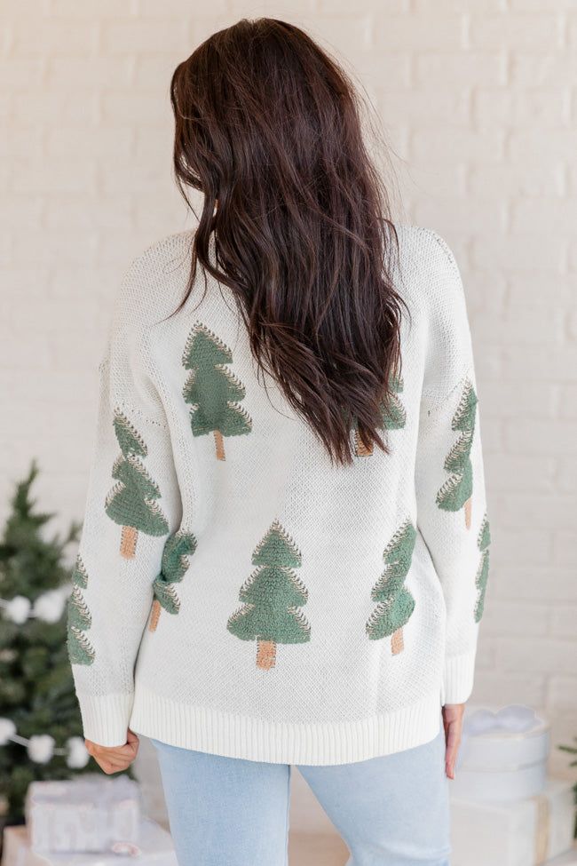 Under The Mistletoe Cream and Green Christmas Tree Sweater FINAL SALE sold by Pink Lily product image thumbnail 5