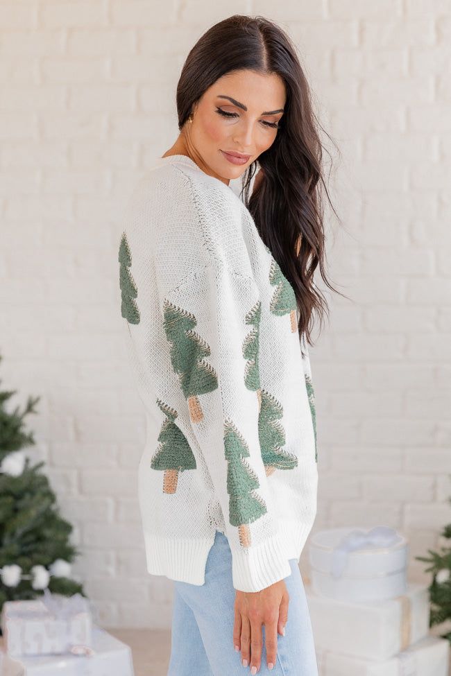 Under The Mistletoe Cream and Green Christmas Tree Sweater FINAL SALE sold by Pink Lily product image thumbnail 4