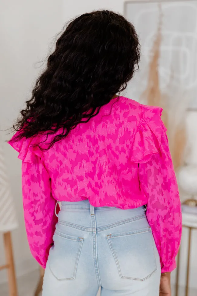 Nothing Has Changed Pink Ruffle Shoulder Floral Textured Bodysuit FINAL SALE sold by Pink Lily product image thumbnail 5