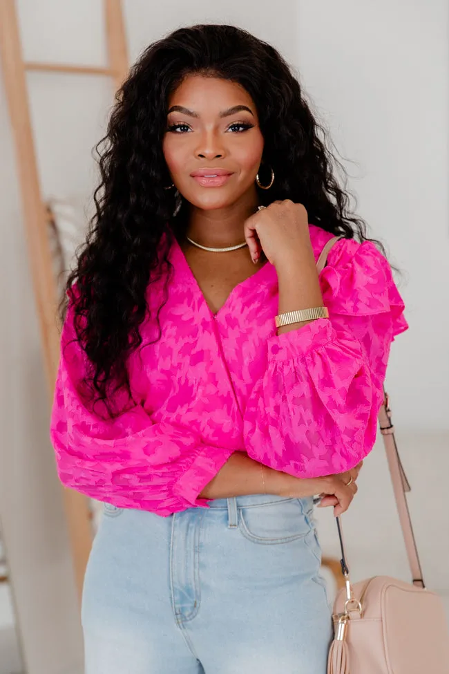 Nothing Has Changed Pink Ruffle Shoulder Floral Textured Bodysuit FINAL SALE sold by Pink Lily product image thumbnail 3