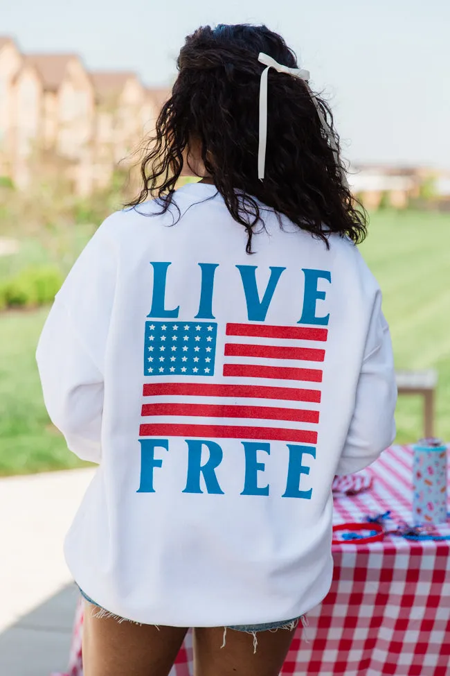 Live Free White Oversized Graphic Sweatshirt sold by Pink Lily product image thumbnail 3