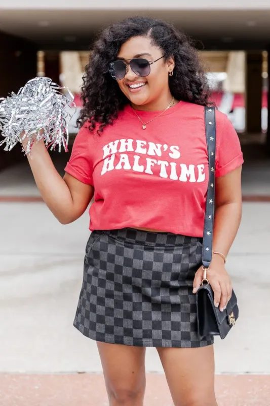 Whens Halftime Red Graphic Tee made by Pink Lily