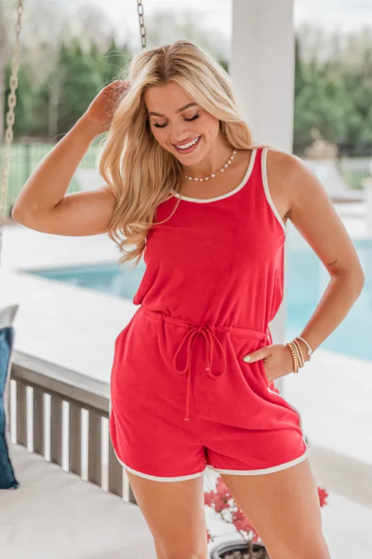 Rylee Red Terry Cloth Romper FINAL SALE sold by Pink Lily