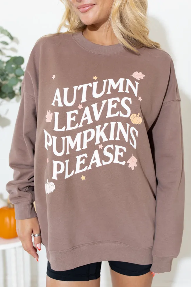 Autumn Leaves Pumpkin Please Mocha Oversized Graphic Sweatshirt sold by Pink Lily product image thumbnail 3