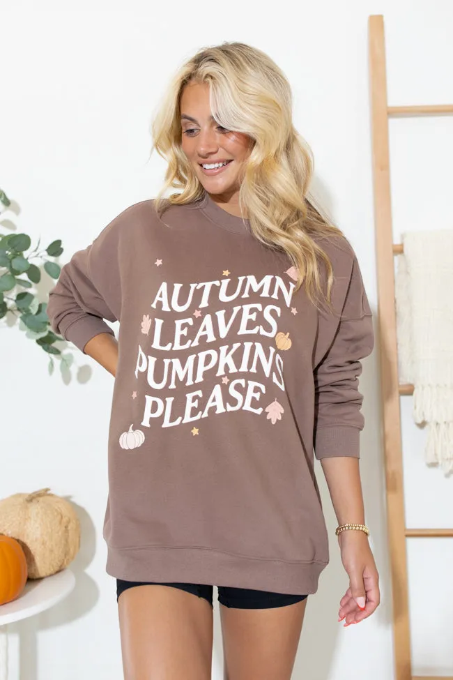 Autumn Leaves Pumpkin Please Mocha Oversized Graphic Sweatshirt sold by Pink Lily product image thumbnail 4
