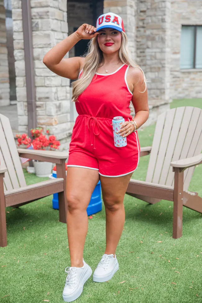 Rylee Red Terry Cloth Romper FINAL SALE sold by Pink Lily product image thumbnail 5