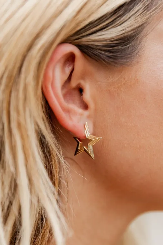 What I've Been Looking For Gold Star Earrings Hoop FINAL SALE sold by Pink Lily