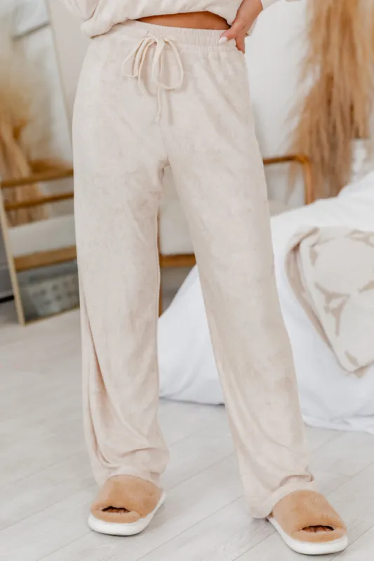 On Another Note Beige Terrycloth Lounge Pants FINAL SALE sold by Pink Lily