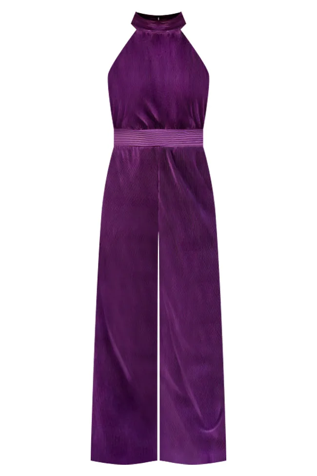 Glimmer Of Hope Plum Plisse Halter Neck Jumpsuit FINAL SALE sold by Pink Lily product image thumbnail 5