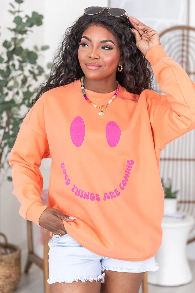 Good Things Are Coming Coral Oversized Graphic Sweatshirt sold by Pink Lily product image thumbnail 5