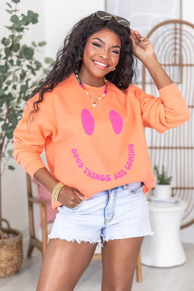Good Things Are Coming Coral Oversized Graphic Sweatshirt sold by Pink Lily product image thumbnail 4