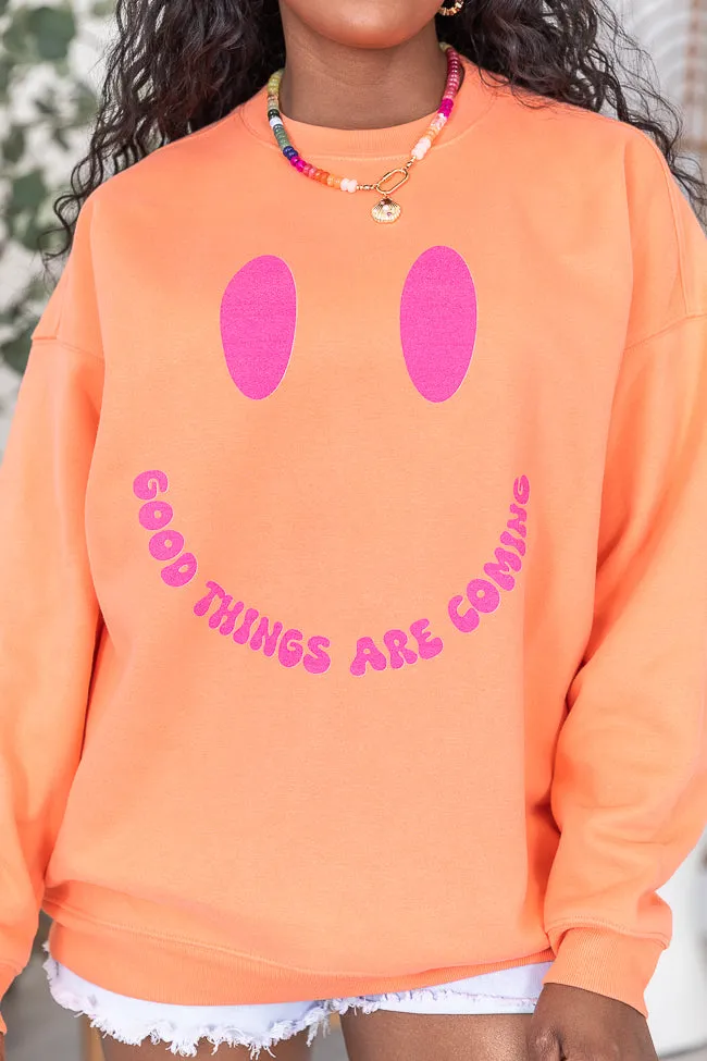 Good Things Are Coming Coral Oversized Graphic Sweatshirt sold by Pink Lily product image thumbnail 3