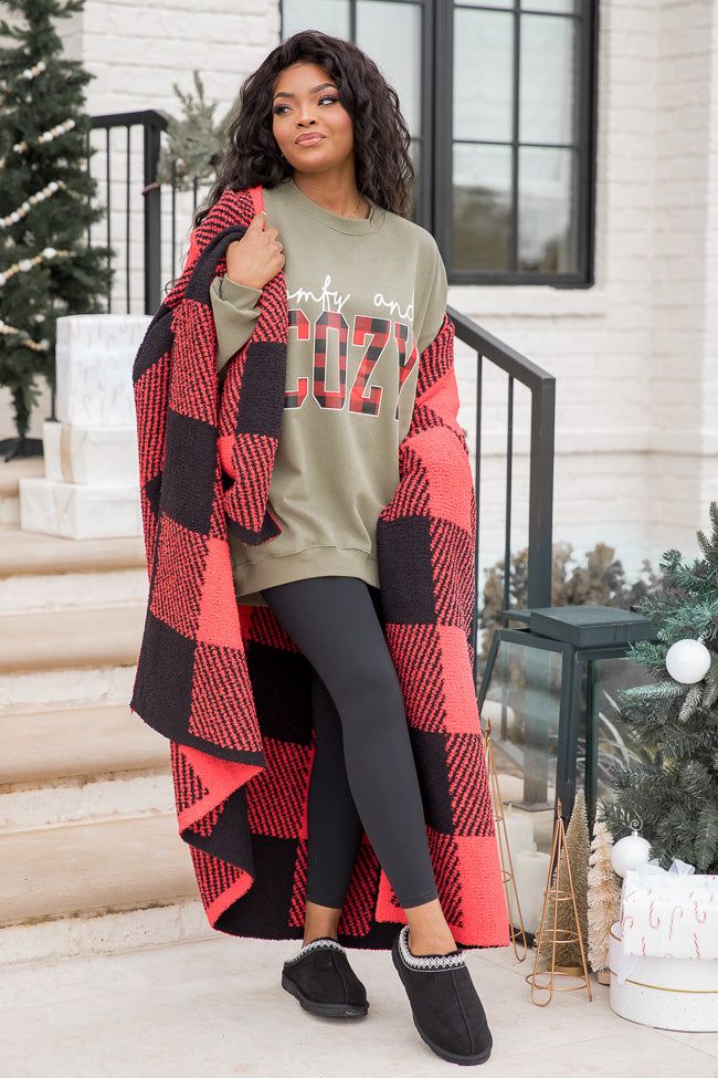 Comfy and Cozy Olive Oversized Graphic Sweatshirt DOORBUSTER sold by Pink Lily product image thumbnail 2