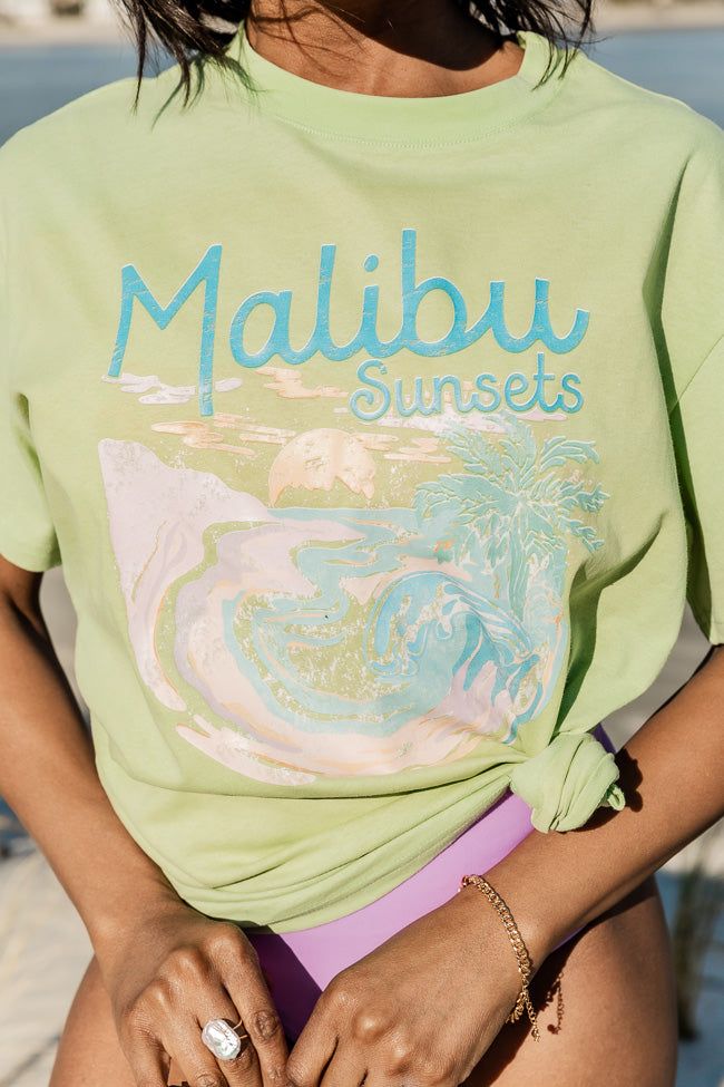 Malibu Sunsets Mint Oversized Graphic Tee sold by Pink Lily product image thumbnail 3