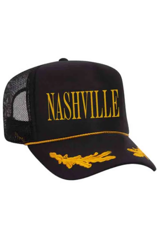 Nashville Black/Gold Trucker Hat sold by Pink Lily